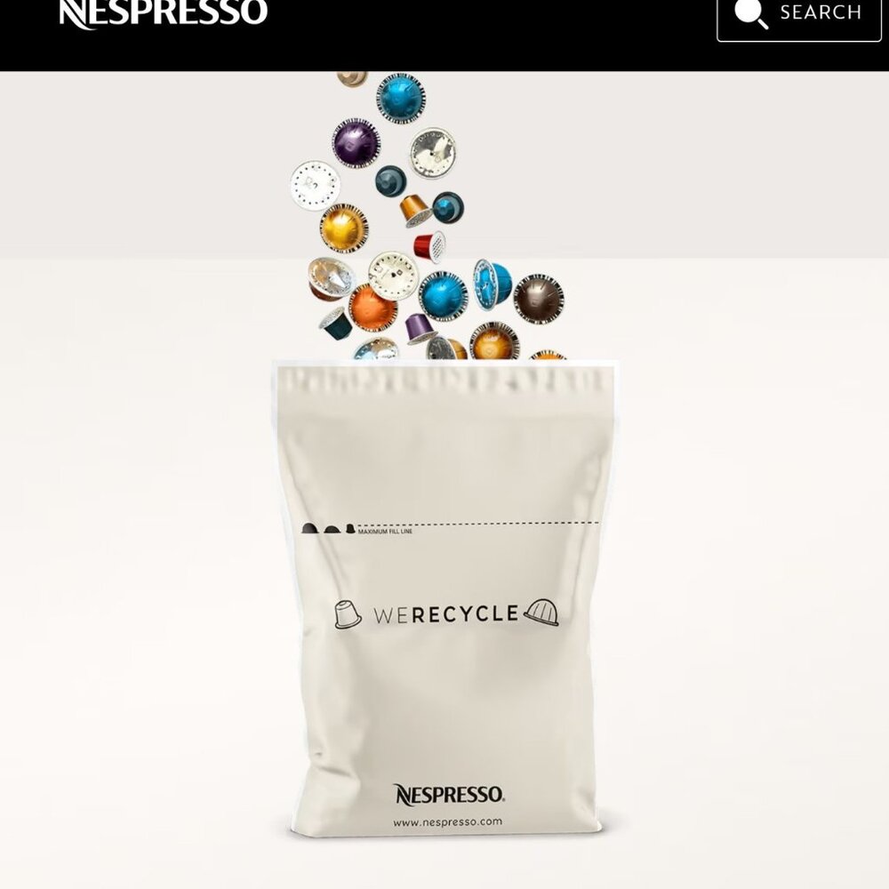 Nespresso Coffee Pods Capsules Recycling Bag-Postage Paid Label-UPS Drop Off